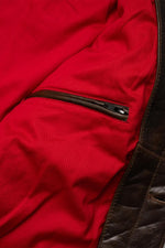 Rustic mahogany buffalo leather trucker jacket with western stitching. - Image n°7