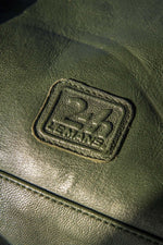 Large green leather travel bag with Racing stripe - Image n°8