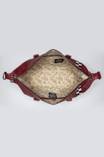 Large dark red leather travel bag with Racing stripe - Image n°7