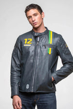 Navy sheepskin jacket with Senna's Lotus F1 patches and JPS lining. - Image n°5
