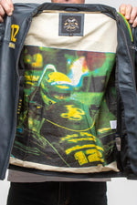 Navy sheepskin jacket with Senna's Lotus F1 patches and JPS lining. - Image n°2