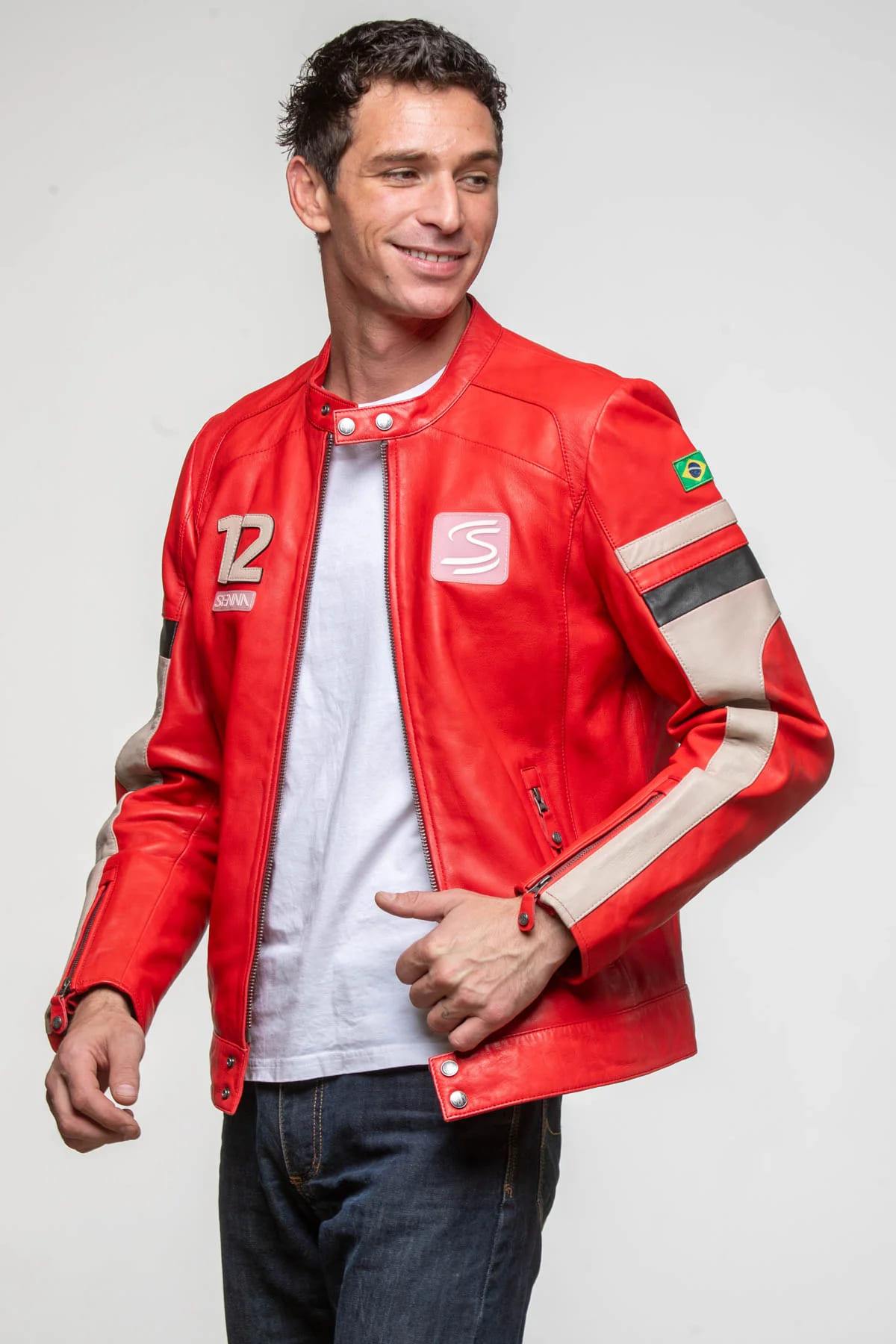 Ayrton Senna Red Leather Racing Jacket - Image n°14