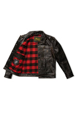 Western style shirt collar leather jacket with accelerated patina - Image n°17