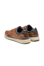 Men's cognac and navy leather sneakers - Image n°2