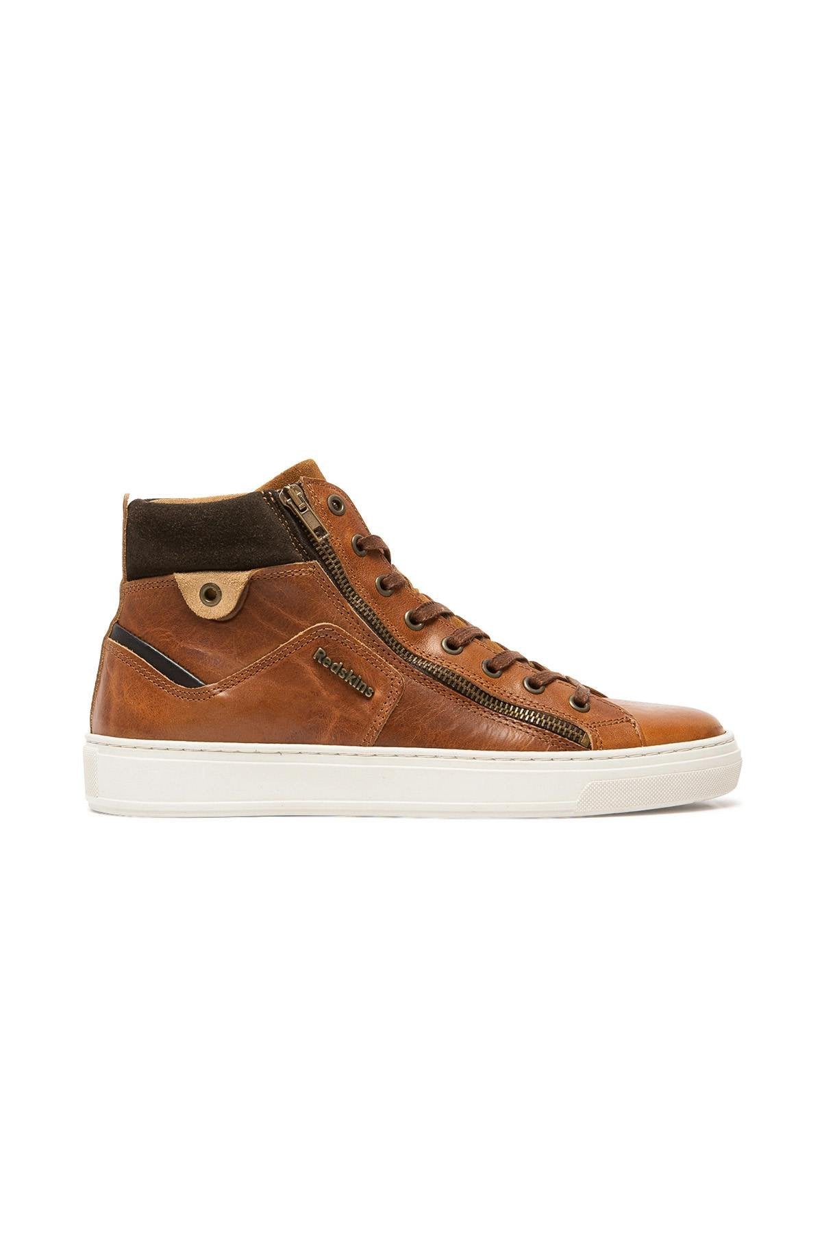 Cognac brown leather high-top shoes - Image n°3
