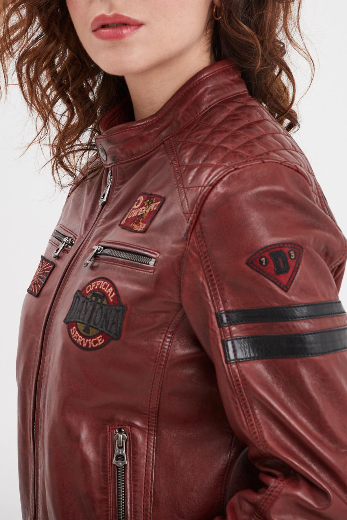 Syrah-red sheep leather jacket, atlas-finished for a sleek look. - Image n°6