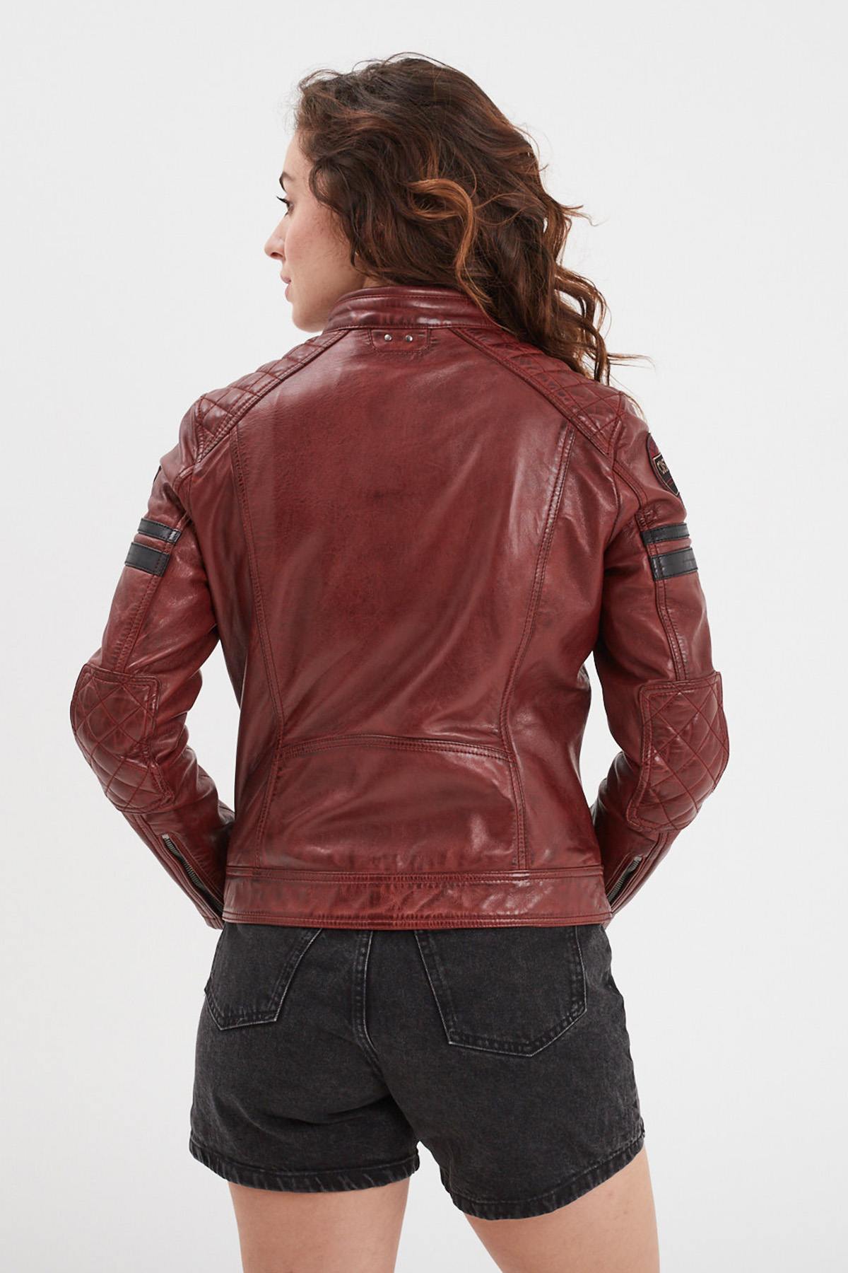 Syrah-red sheep leather jacket, atlas-finished for a sleek look. - Image n°3