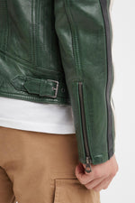 Vintage green racing leather jacket - Image n°16