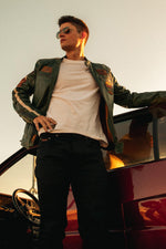 Vintage green racing leather jacket - Image n°10