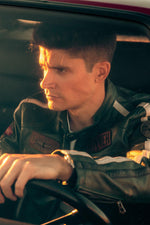 Vintage green racing leather jacket - Image n°8