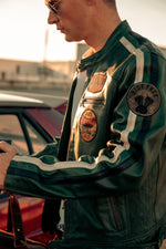 Vintage green racing leather jacket - Image n°2