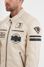 Arctic white racing leather jacket - Image n°2