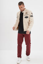 Arctic white racing leather jacket - Image n°3