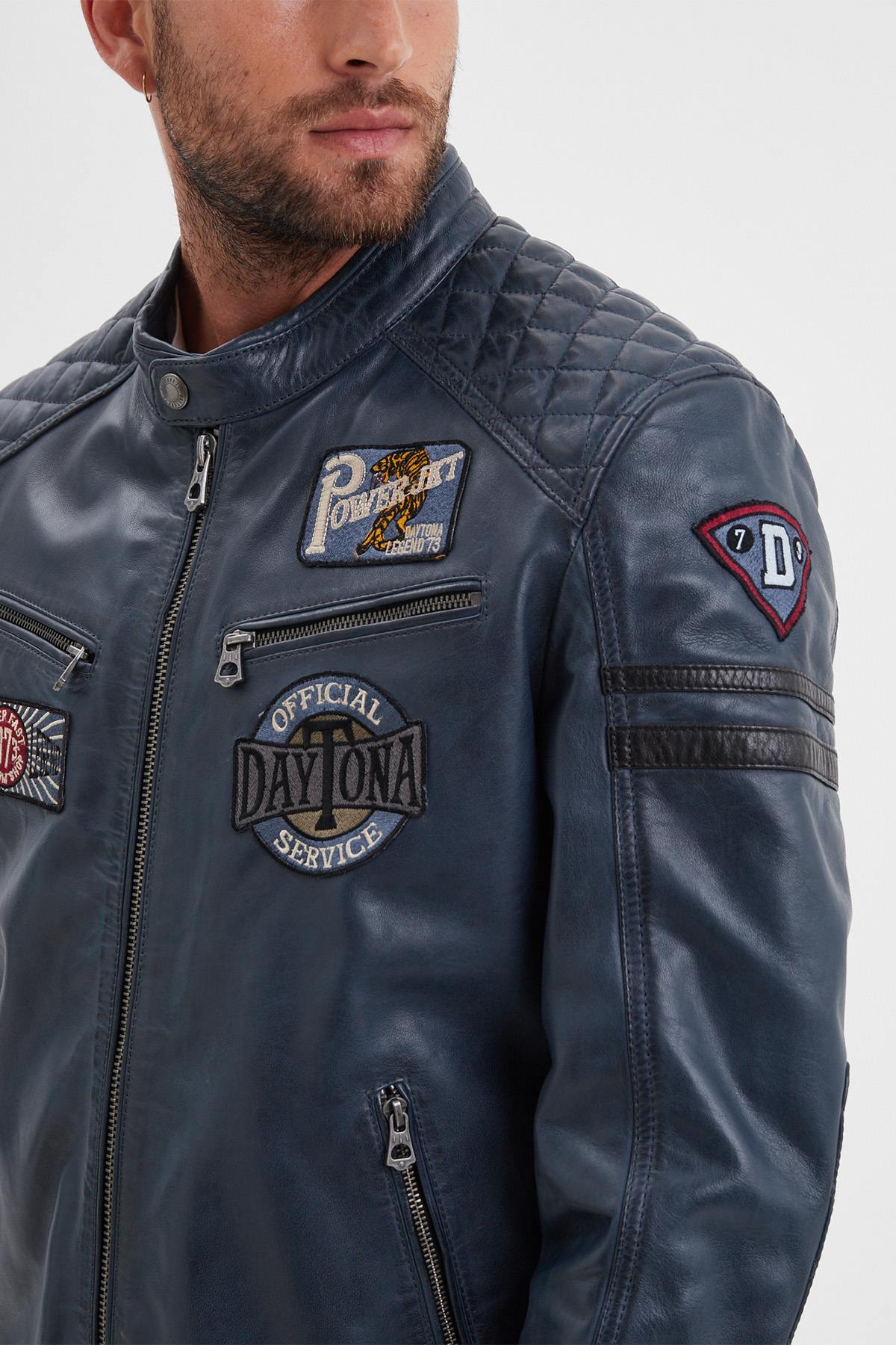 Supple, lightweight sheepskin jacket with vintage racing details. - Image n°7
