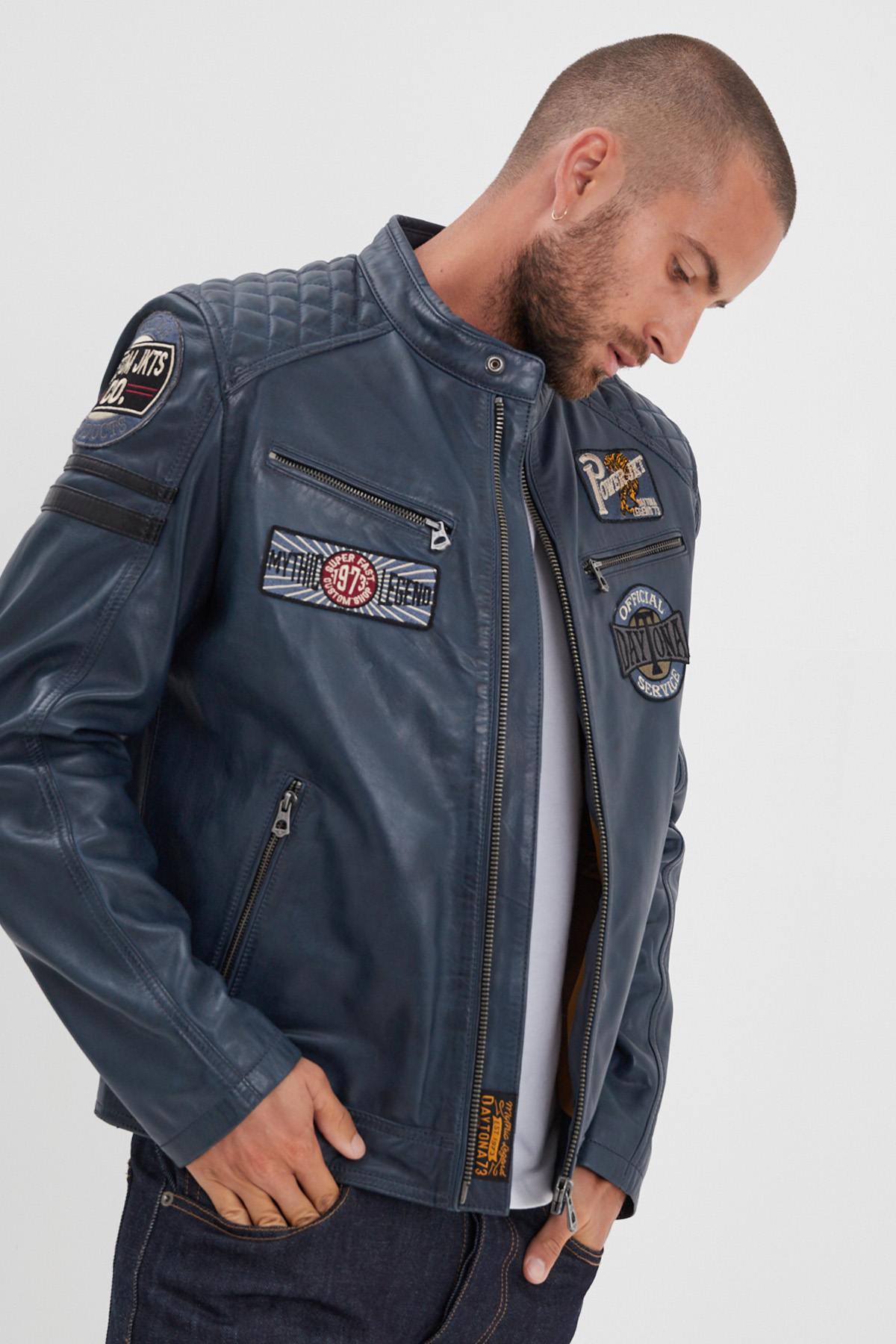 Supple, lightweight sheepskin jacket with vintage racing details. - Image n°4