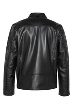 Black leather jacket with shirt collar - Image n°5