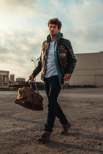 Retro black racing jacket in aged lambskin - Image n°2