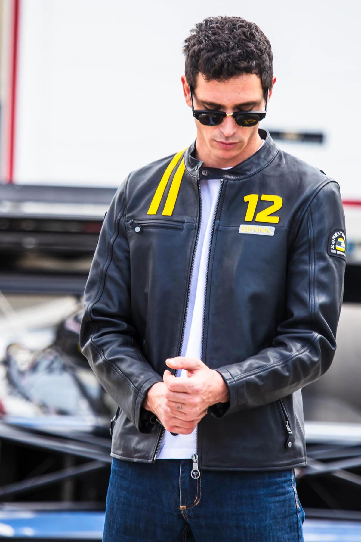 Ayrton Senna Black Racing Leather Jacket - Image n°1