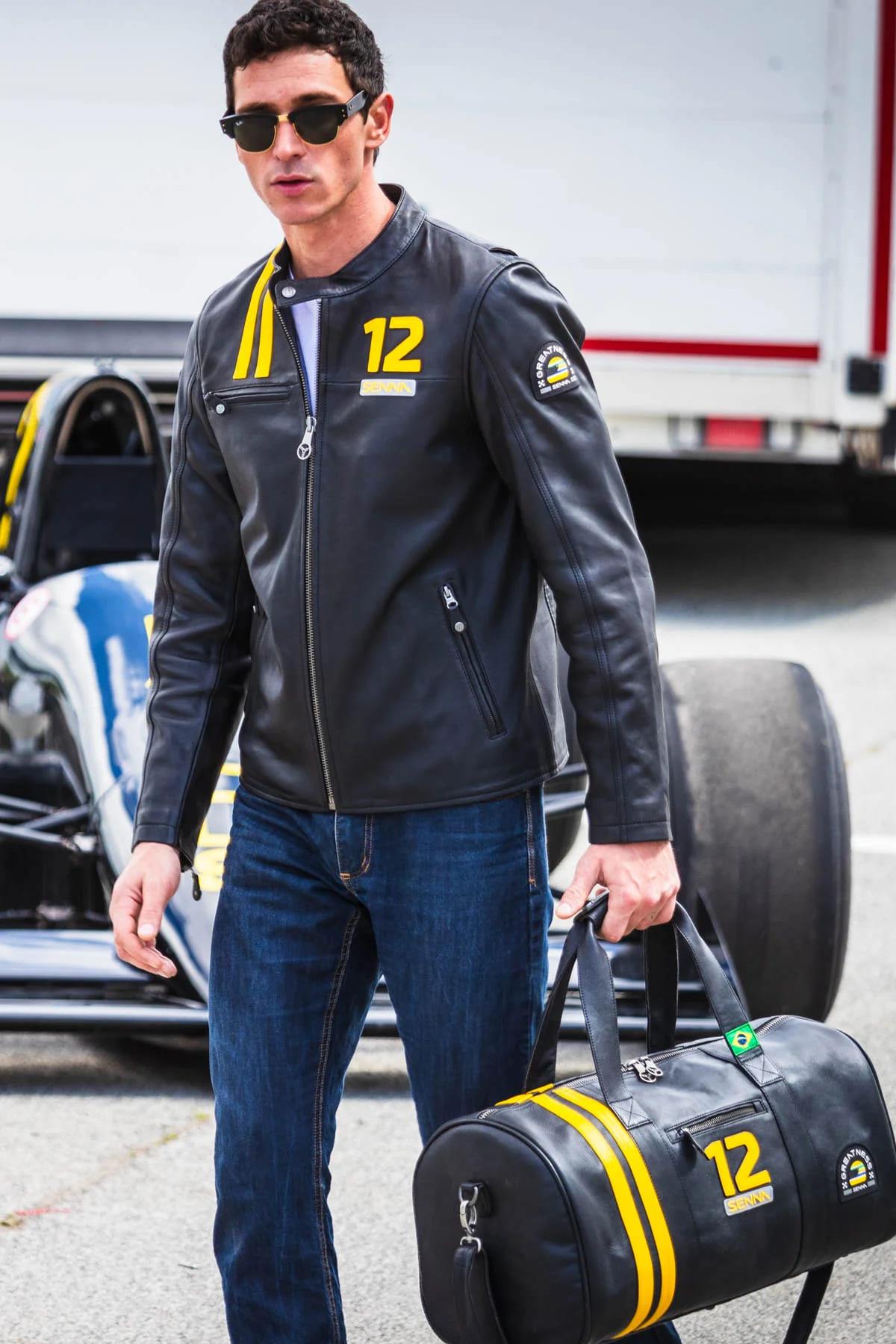 Ayrton Senna Black Leather Travel Bag - Image n°5