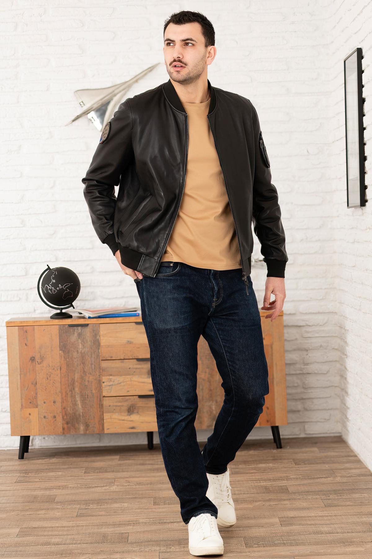 Soft lambskin jacket by Redskins. Aviator style with a teddy collar. - Image n°6