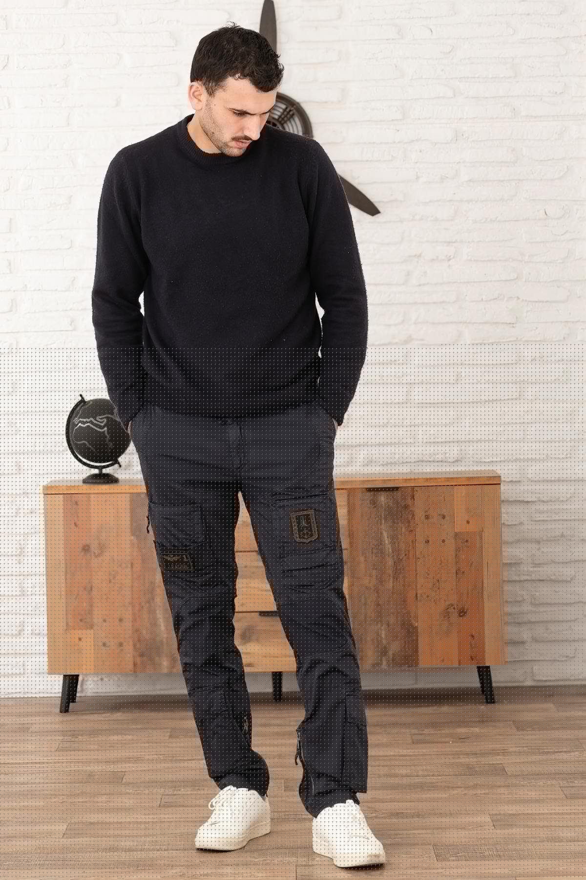 Navy blue cotton anti-G flight pants - Image n°2