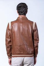 Maroon tortoisesed lambsheep leather jacket, motorsport-inspired. - Image n°2