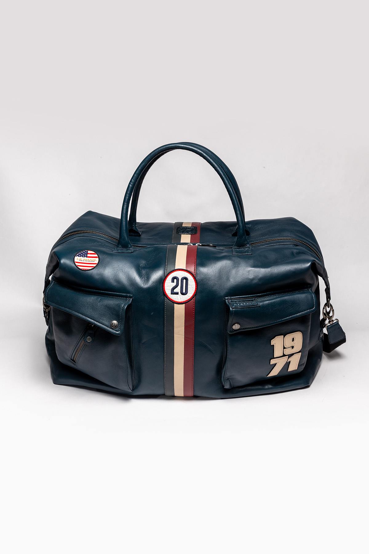 Steve McQueen Royal Blue Racing Leather Travel Bag - Image n°2