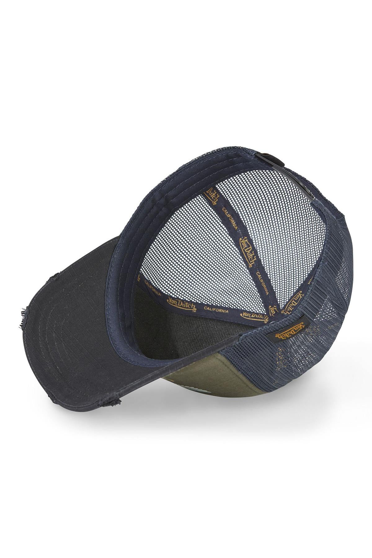 Black and khaki trucker cap with biker-inspired logo - Image n°6