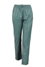 Trendy jade-colored leather jogpants - Image n°7