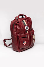 Dark red racing leather backpack - Image n°3