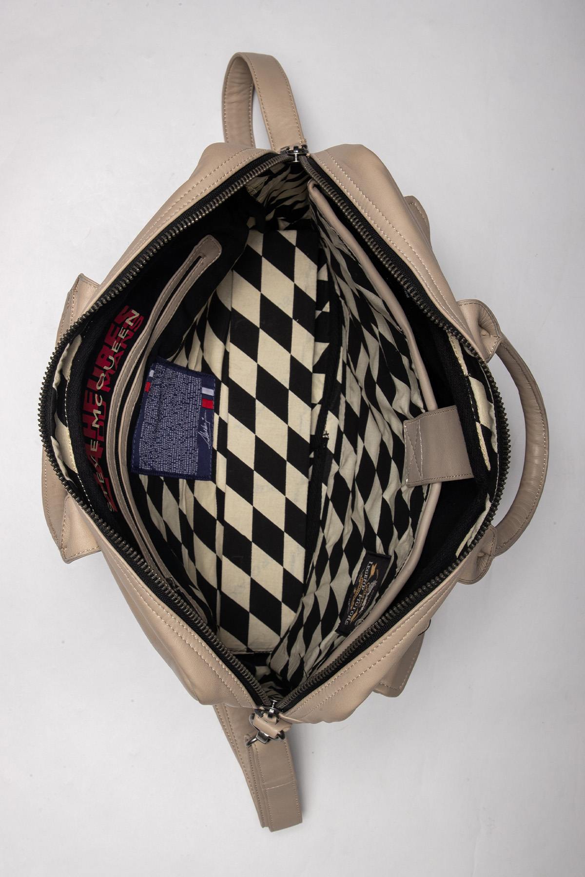 Ecru racing leather backpack - Image n°3