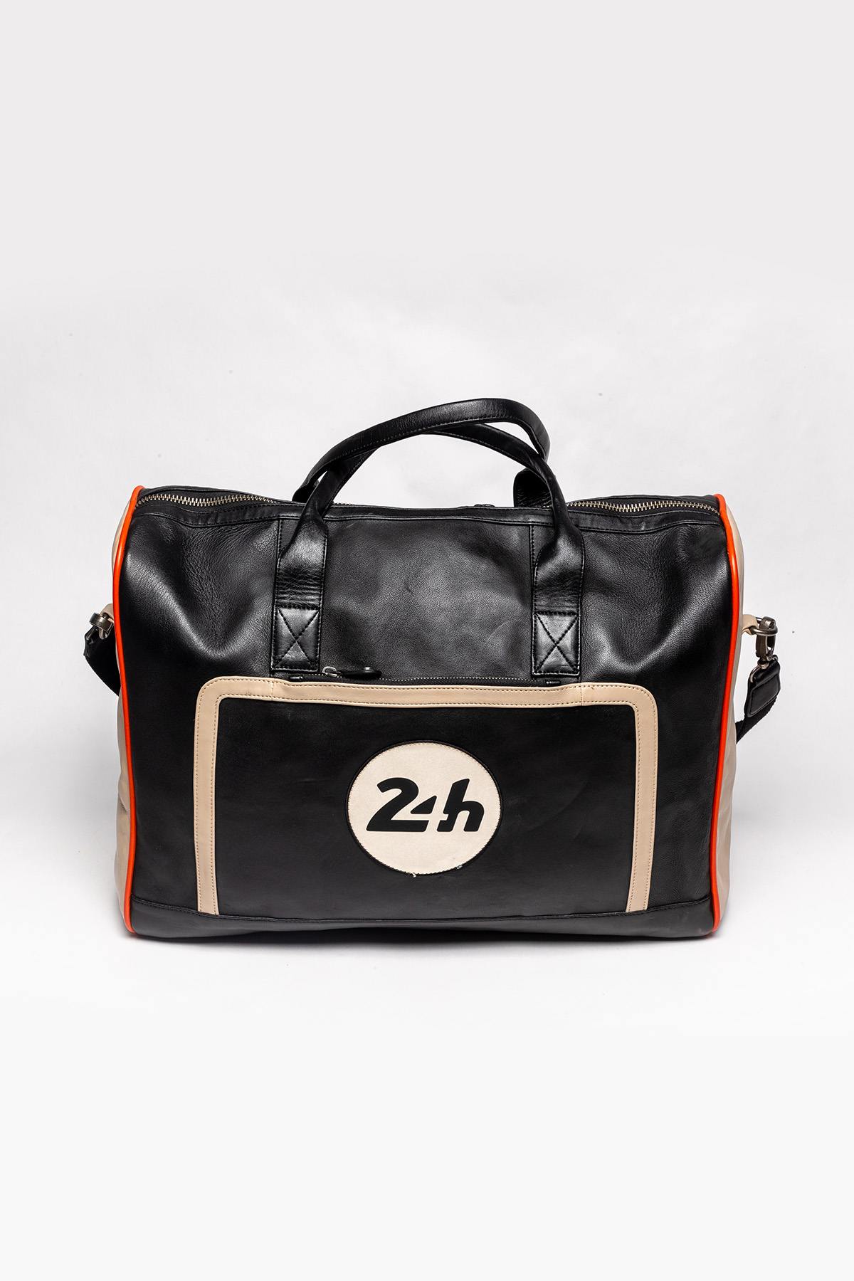 48-hour black leather travel bag with 24-hour Le Mans theme - Image n°3
