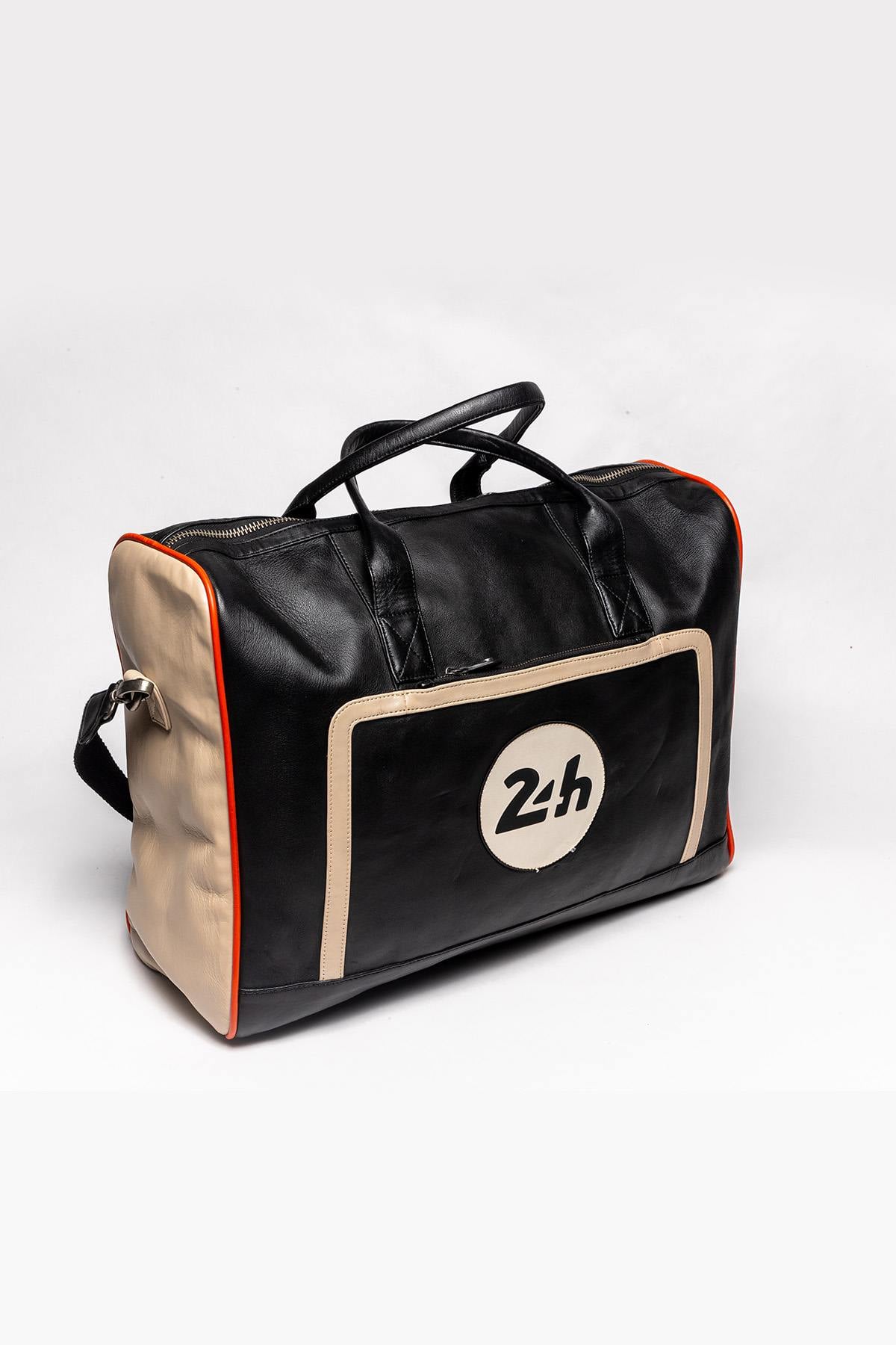 48-hour black leather travel bag with 24-hour Le Mans theme - Image n°5