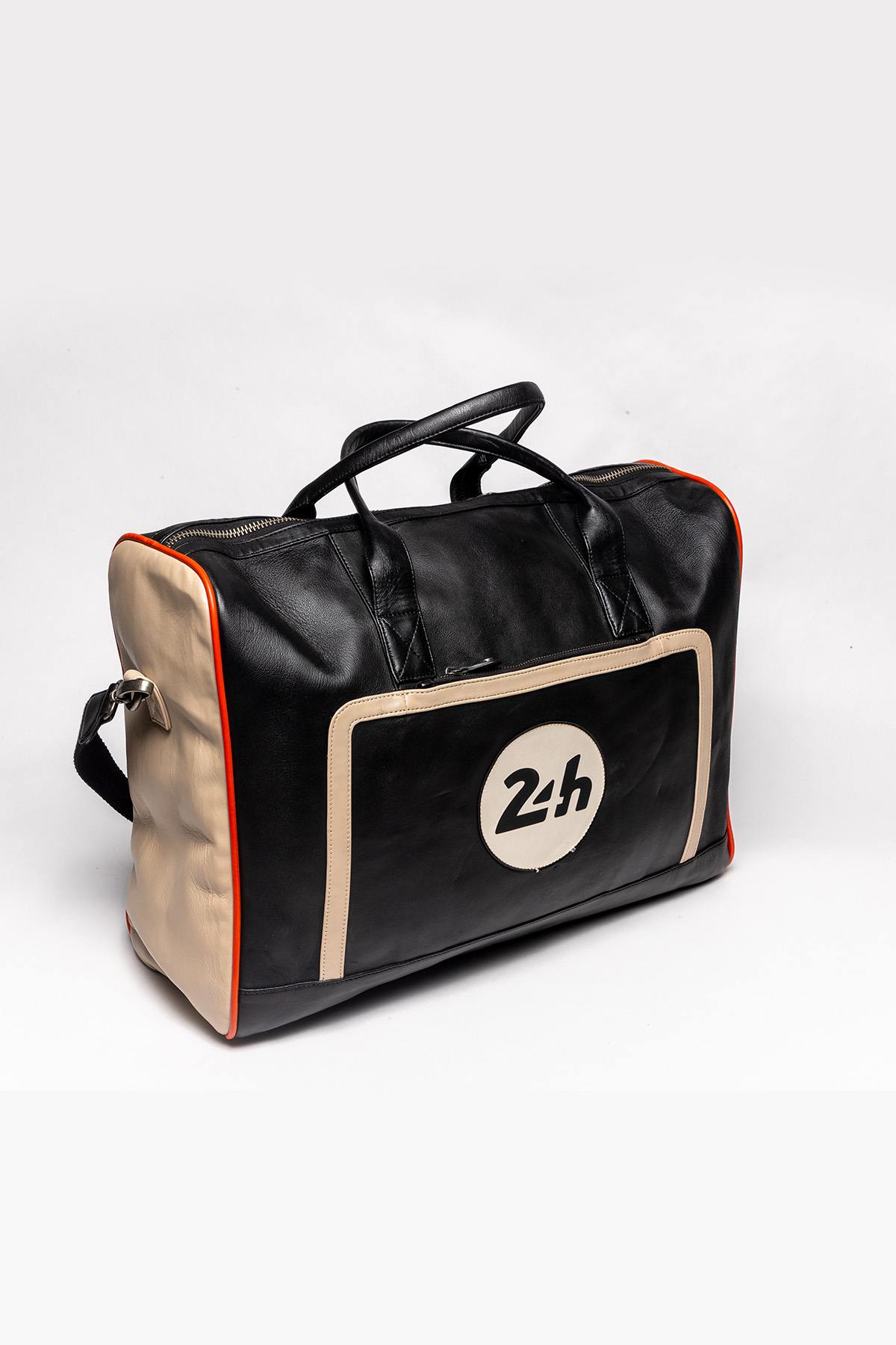 48-hour black leather travel bag with 24-hour Le Mans theme - Image n°5