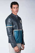 Soft sheep leather jacket in navy/ocean. Lightweight and sporty. - Image n°4