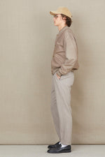 Loose fit beige leather teddy jacket - Image n°5