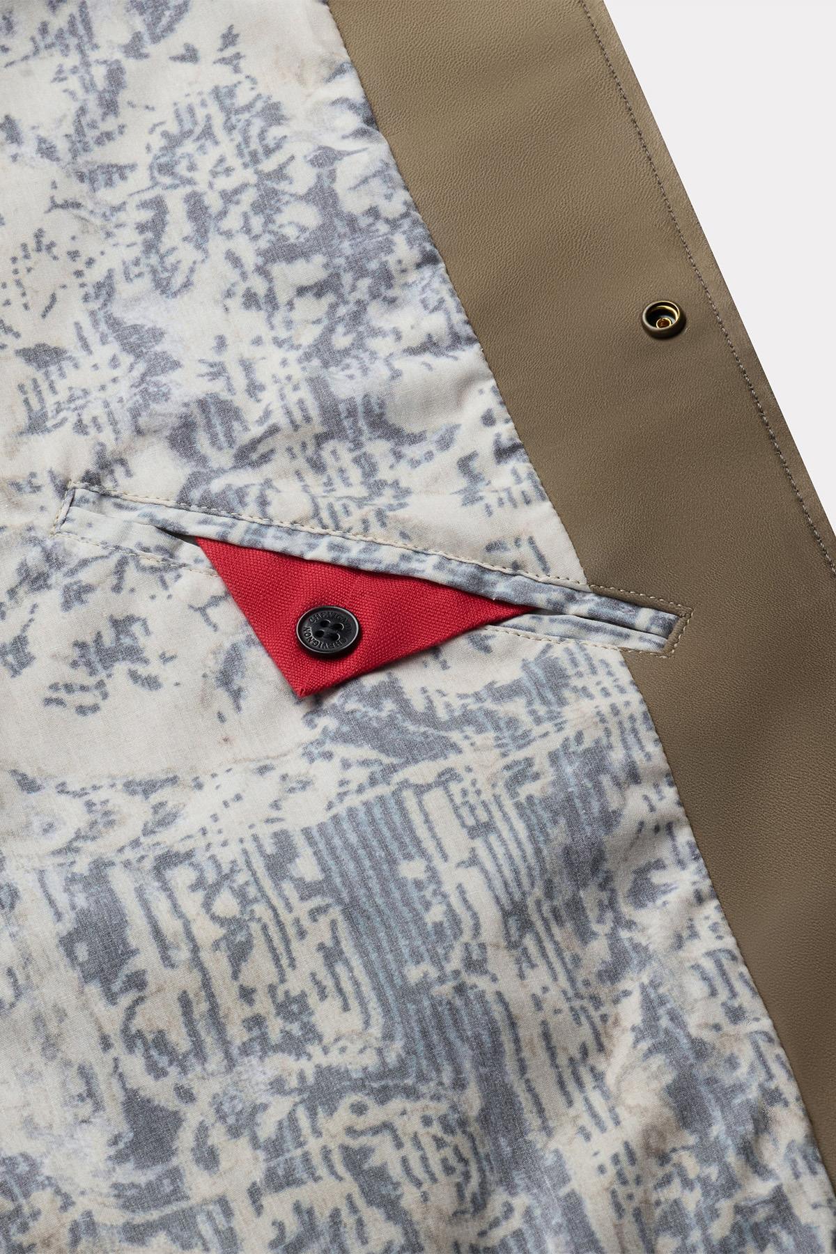 Loose fit beige leather teddy jacket - Image n°7