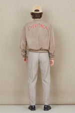 Loose fit beige leather teddy jacket - Image n°3