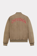 Loose fit beige leather teddy jacket - Image n°4