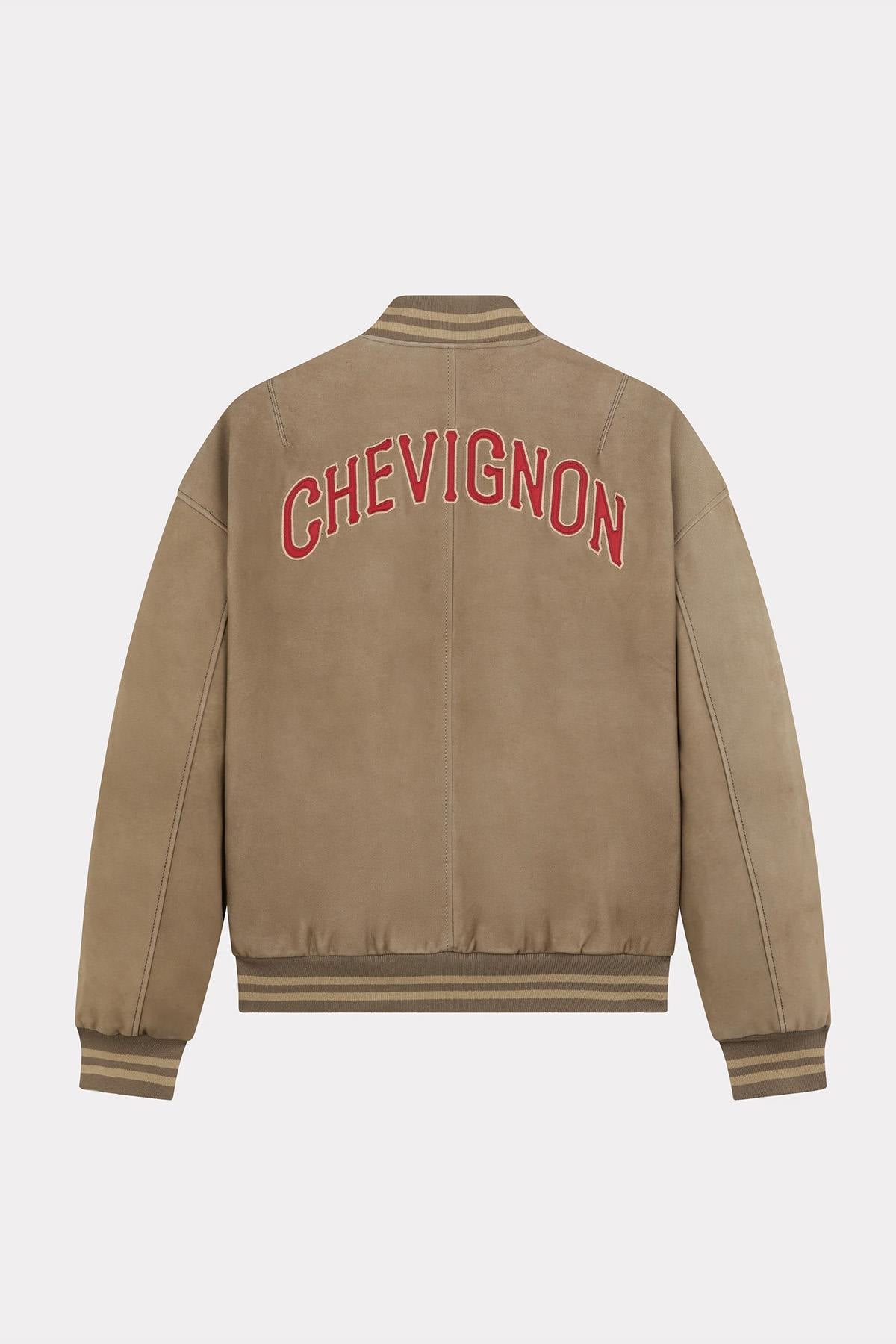 Oversized lambskin jacket by Chevignon, teddy collar, ribbed details. - Image n°4