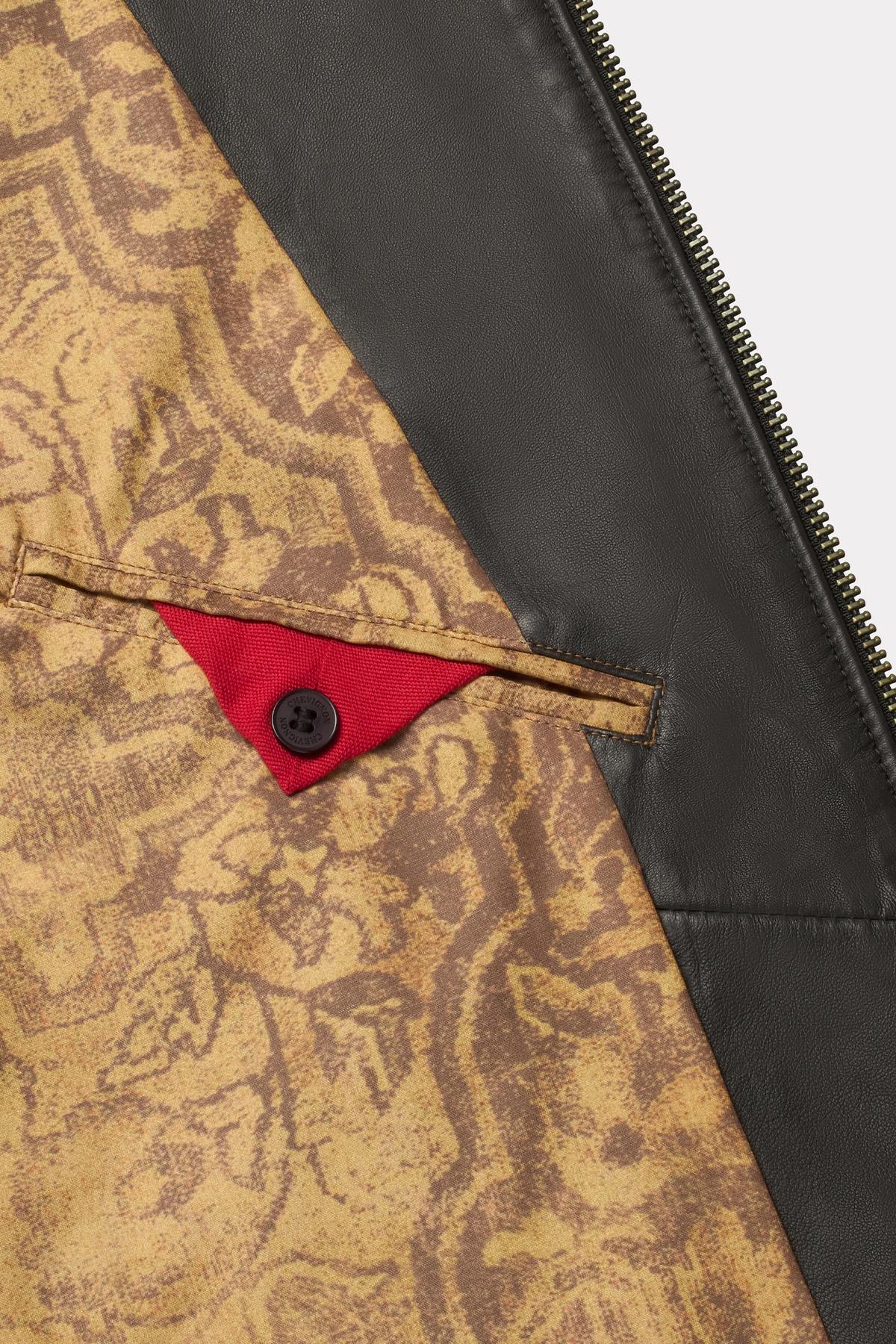 Black leather jacket with elegant shirt collar - Image n°5