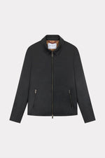 Black leather jacket with elegant shirt collar - Image n°9