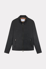 Black leather jacket with elegant shirt collar - Image n°9