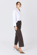 Brown leather pants with wide edges - Image n°3