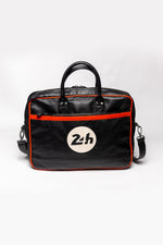 Black messenger bag with racing orange details - Image n°1