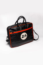 Black messenger bag with racing orange details - Image n°3