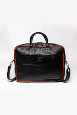 Black messenger bag with racing orange details - Image n°2