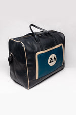 Large ocean blue and navy leather travel bag - Image n°3