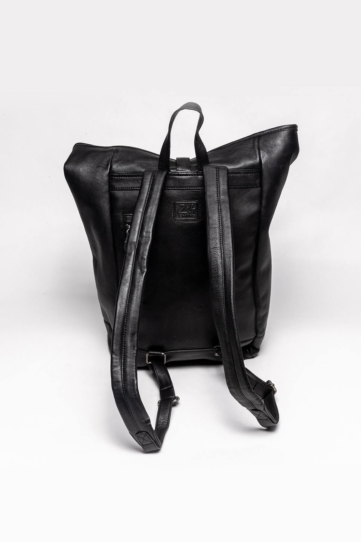 24H Le Mans black leather backpack - Image n°2