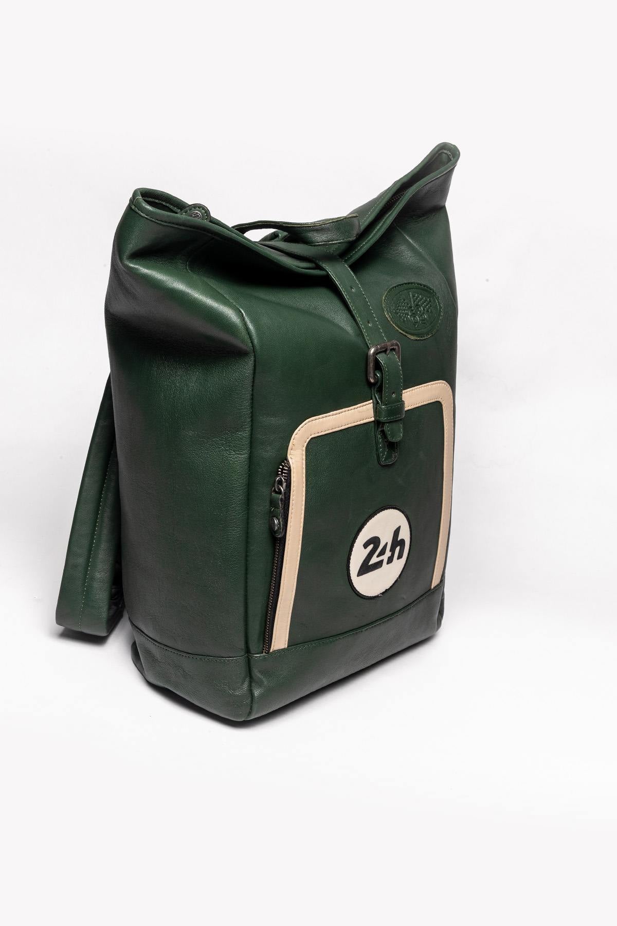 24H Le Mans green leather backpack - Image n°4